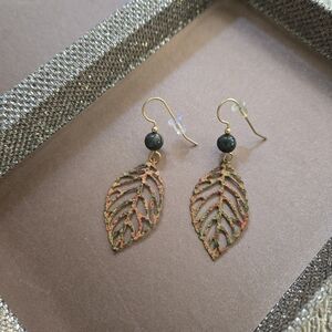 Silver Forest Gold Plated Fall Leaf Bead Earrings